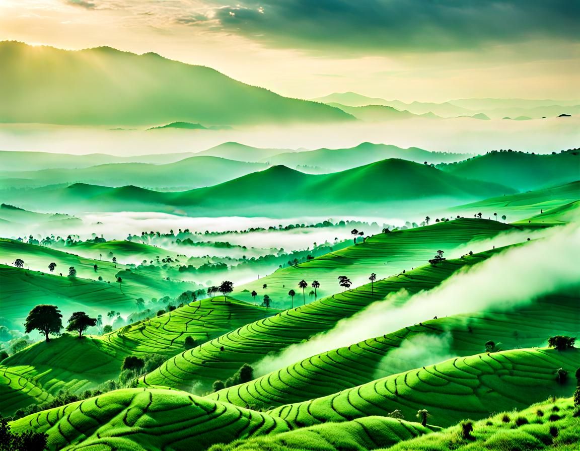 Lush Green Burundi Landscape with Rolling Hills