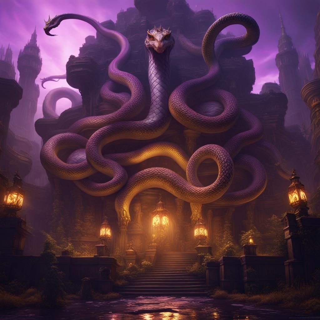 Epic World Serpent in Dark Fantasy Style