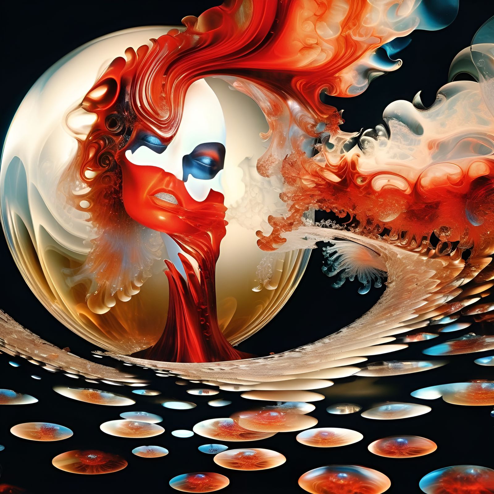 Bioluminescent Crystal Woman Double Exposure