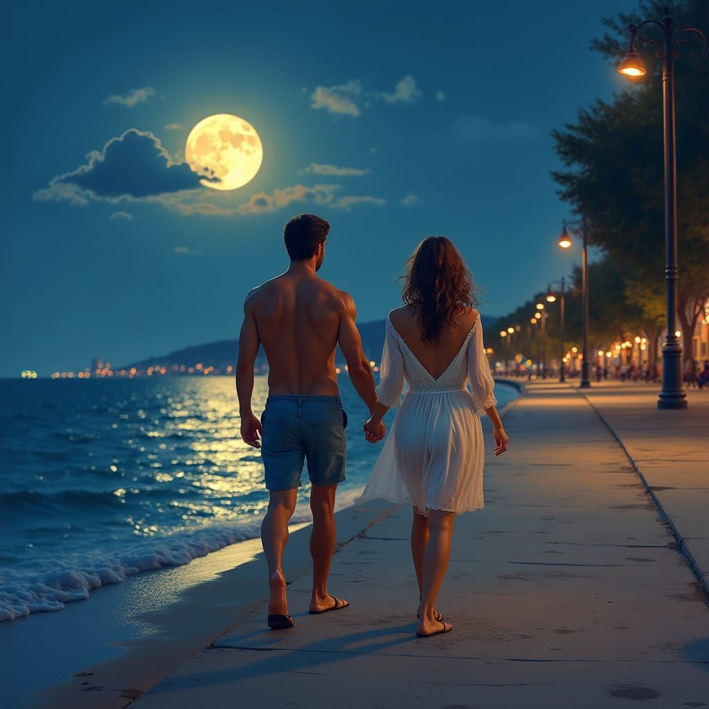 Romantic Sochi Nighttime Stroll in a Dreamy Aesthetic