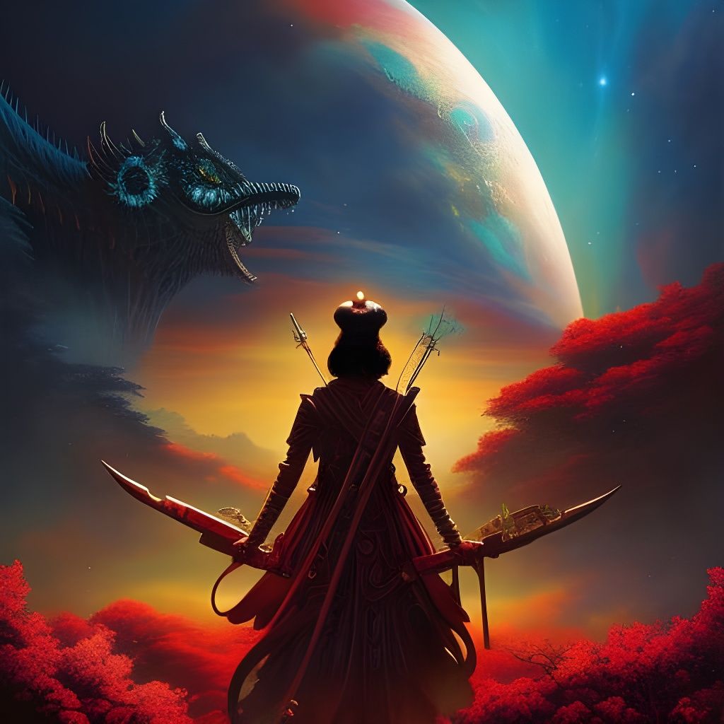 Celestial Beast on Rusty Canvas in Dark Fantasy Art