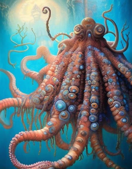 Octopus in Underwater Kingdom: Surreal Fantasy Portrait