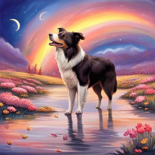Border Collie on the Rainbow Bridge