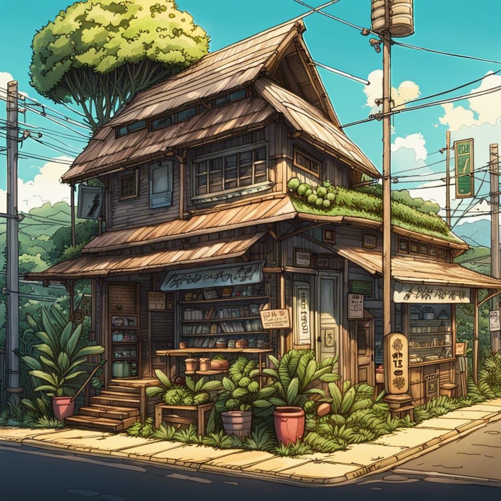 Hawaiian Farm Store: Solarpunk Manga Art