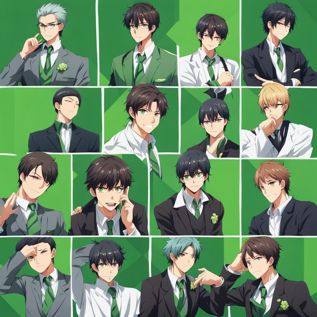 Anime Teacher with Varied Expressions in Manga Style