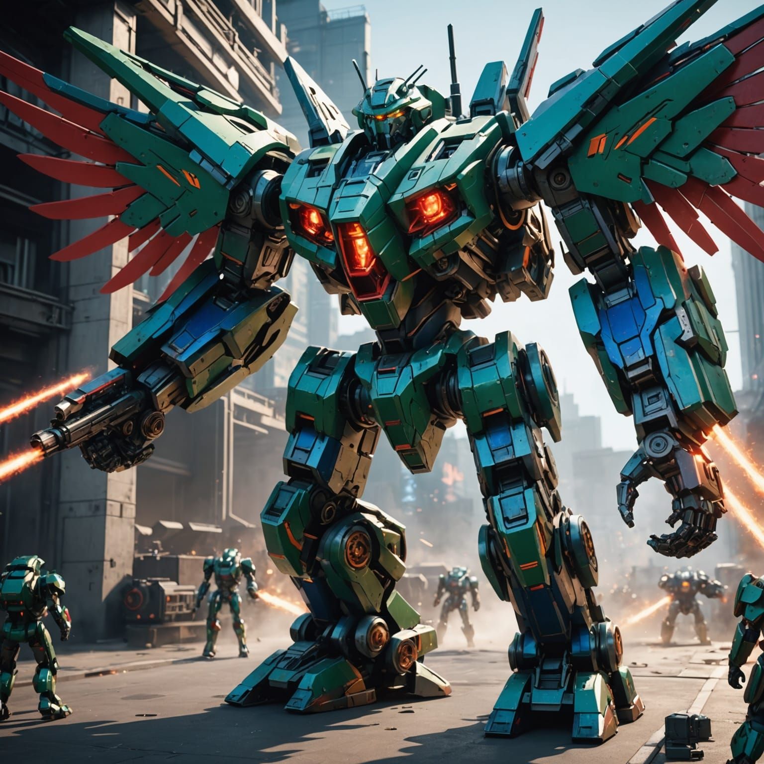 Epic Mech Battle Protecting Magic Gate