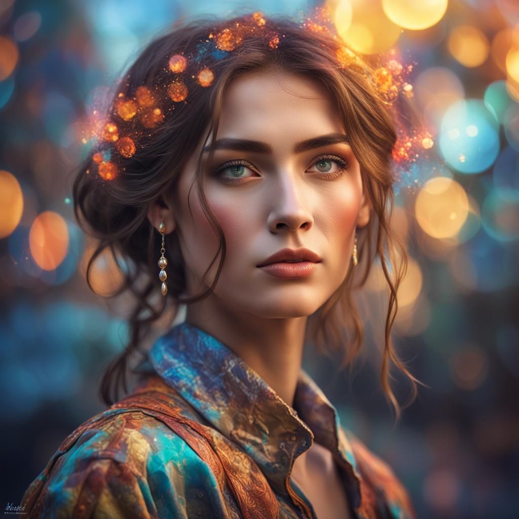 Beautiful Woman Portrait with Dynamic Lighting