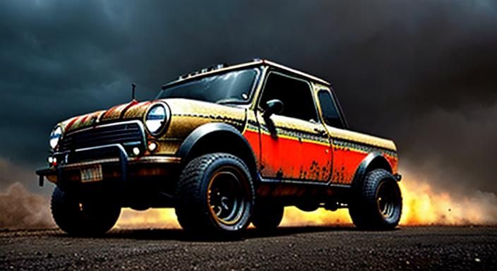 90s Mini 4x4 Tow Truck Rat Rod Digital Painting