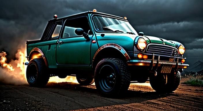 90s Mini 4x4 Tow Truck in Rat Rod Style