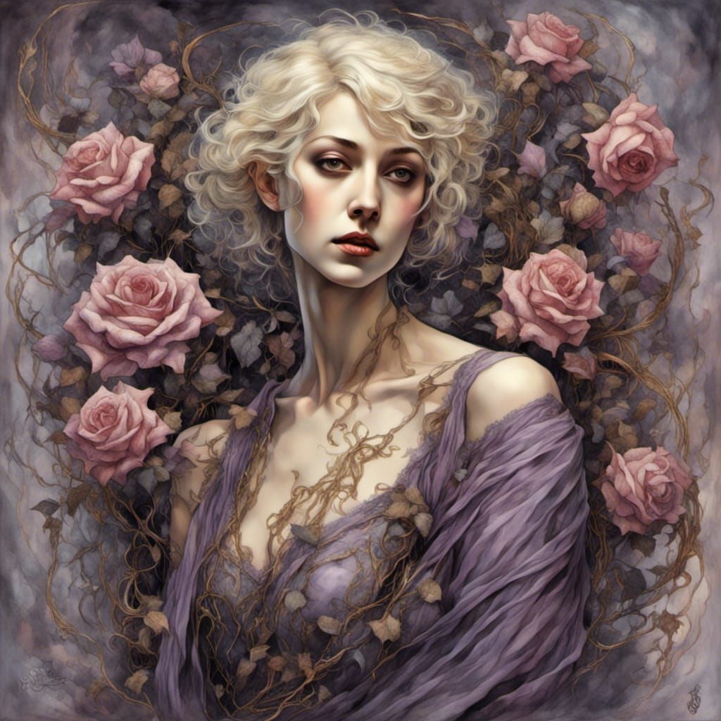 Beautiful Woman Portrait in Gothic Dark Fantasy Style