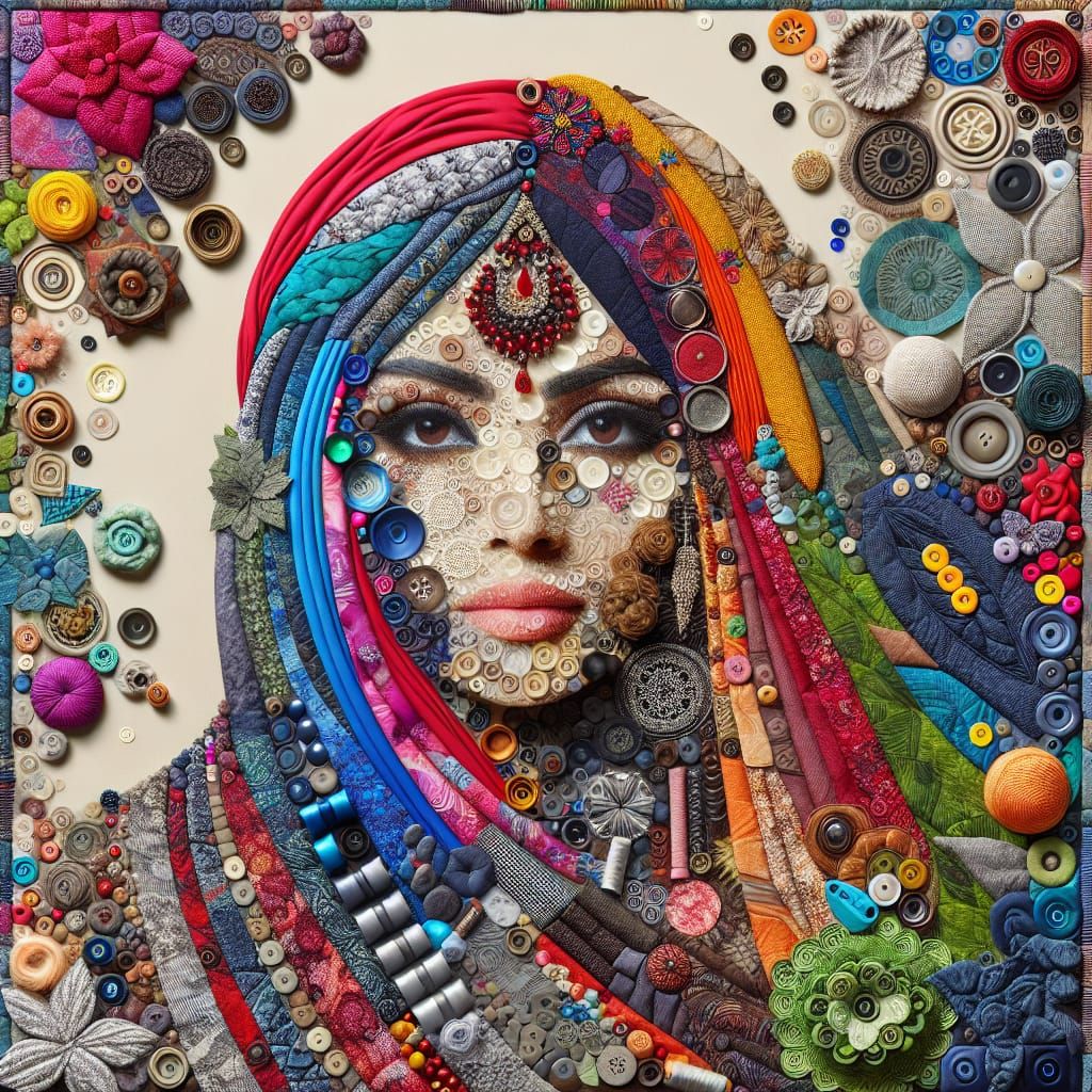 Mixed Media Portrait of South Asian Female