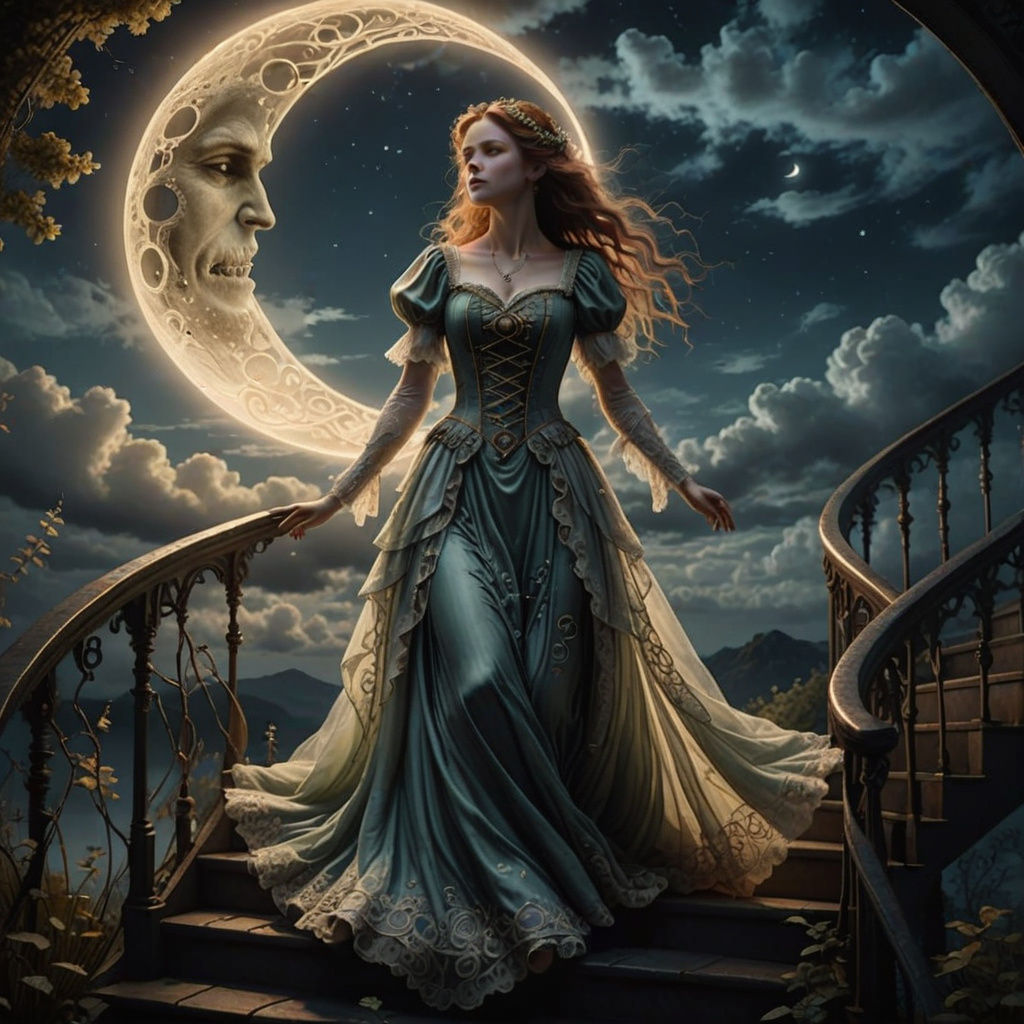 Steampunk Spiral Stairway to the Moon