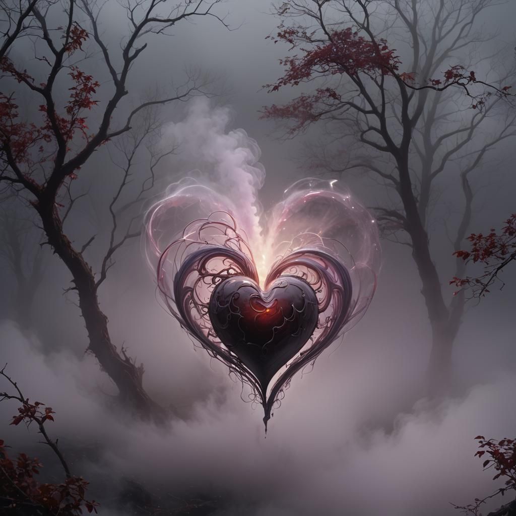 Eerie Surreal Heart in Dark Fantasy Style