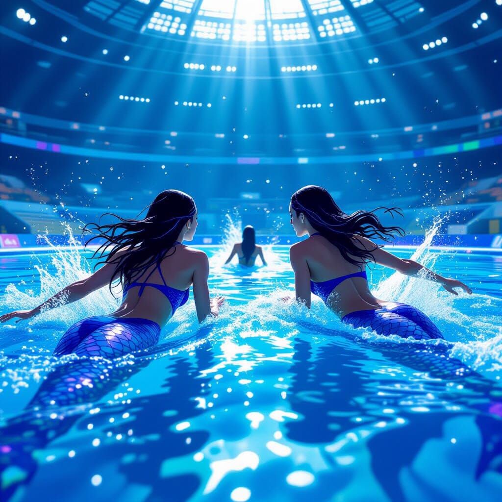 Mermaids Compete in Futuristic Olympic Pool
