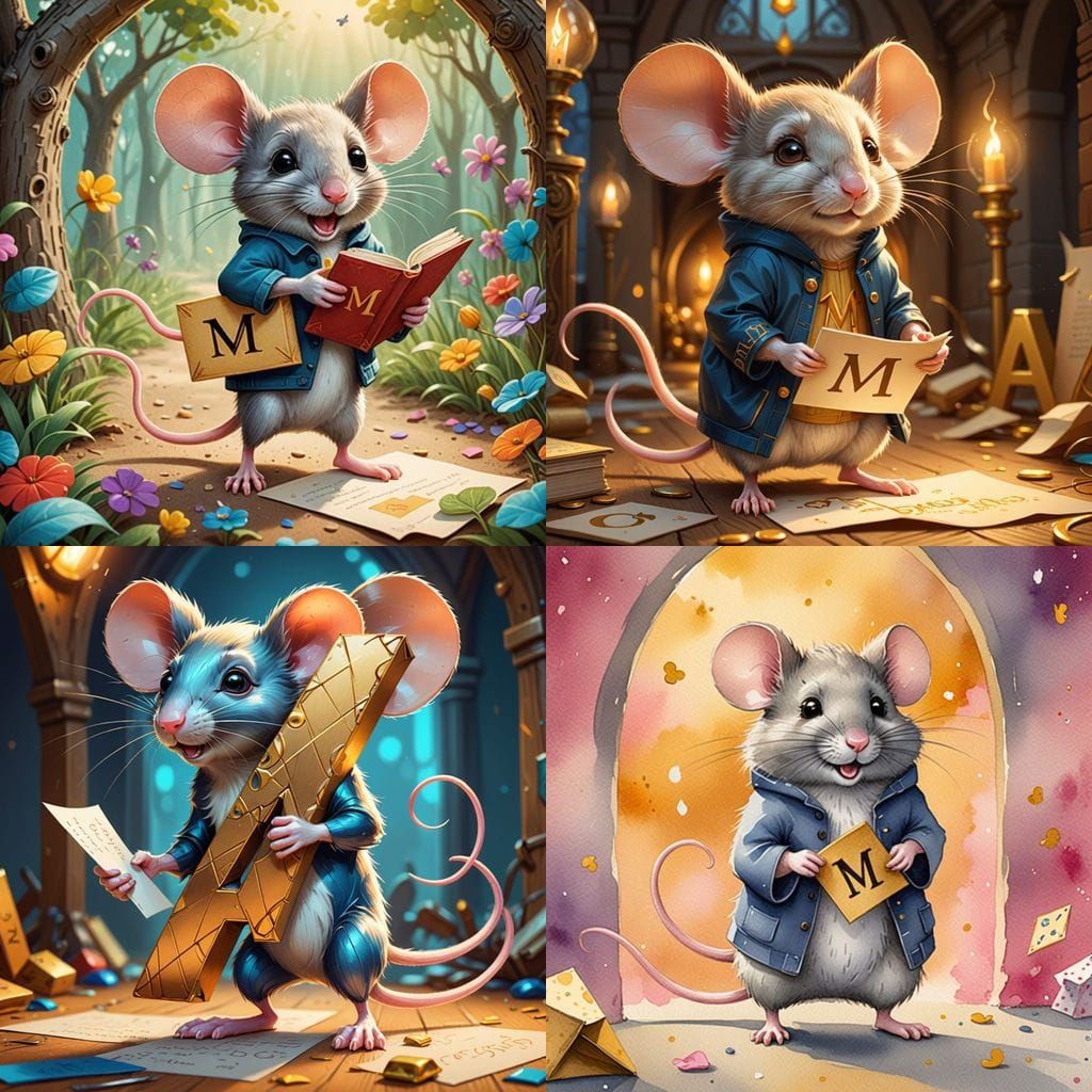 Adorable Mouse Carries the Letter M