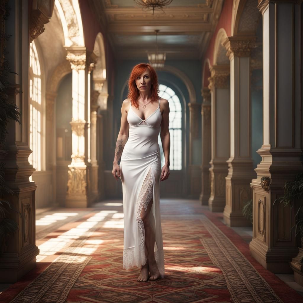 Kari Byron in White Slip: Detailed Matte Painting