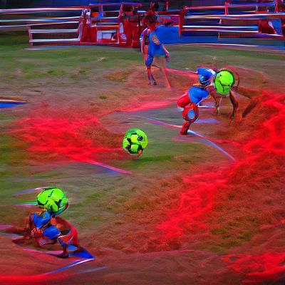 Red vs Blue Soccer Match in Neon HDR
