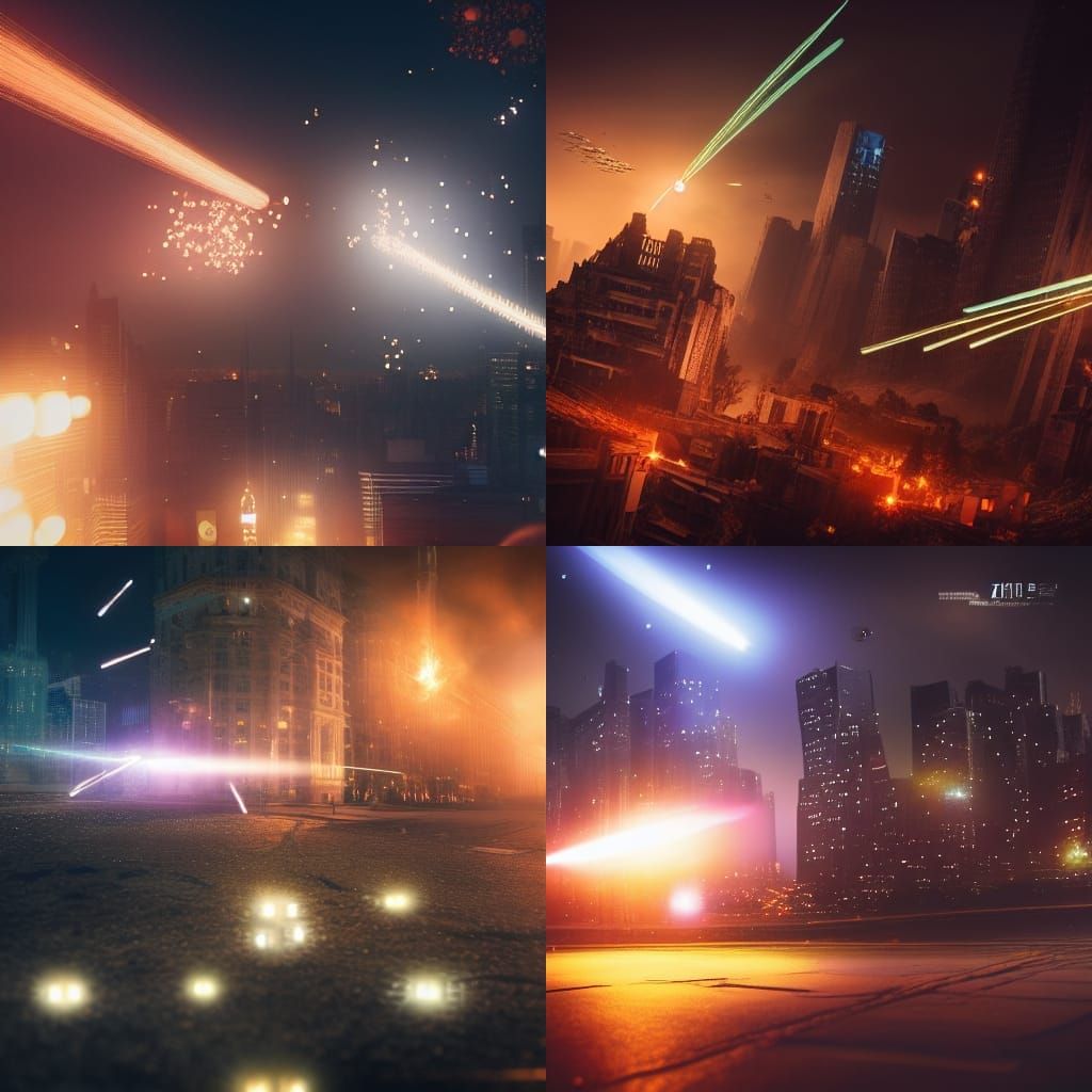 Night War Zone with Tracer Bullets: Cinematic Digital Art
