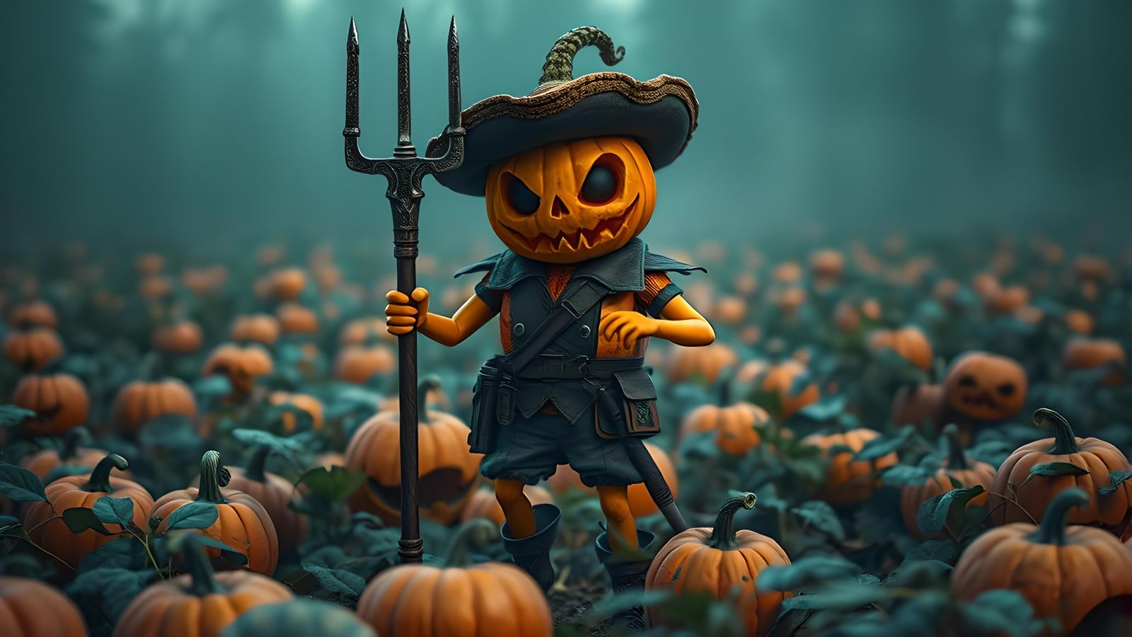 Pumpkin Soldier Guarding Patch: Detailed Digital Painting