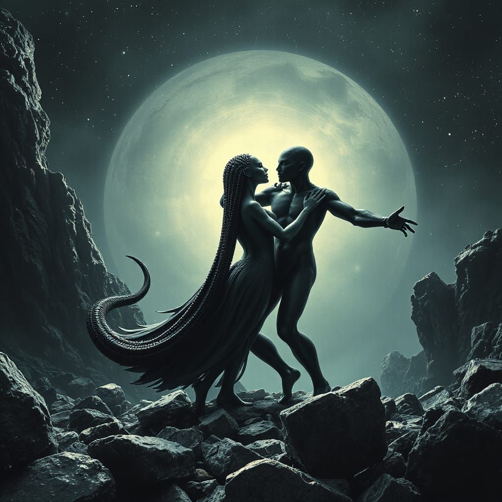 Cosmic Black Holes Merge in a Dark, Futuristic Dance