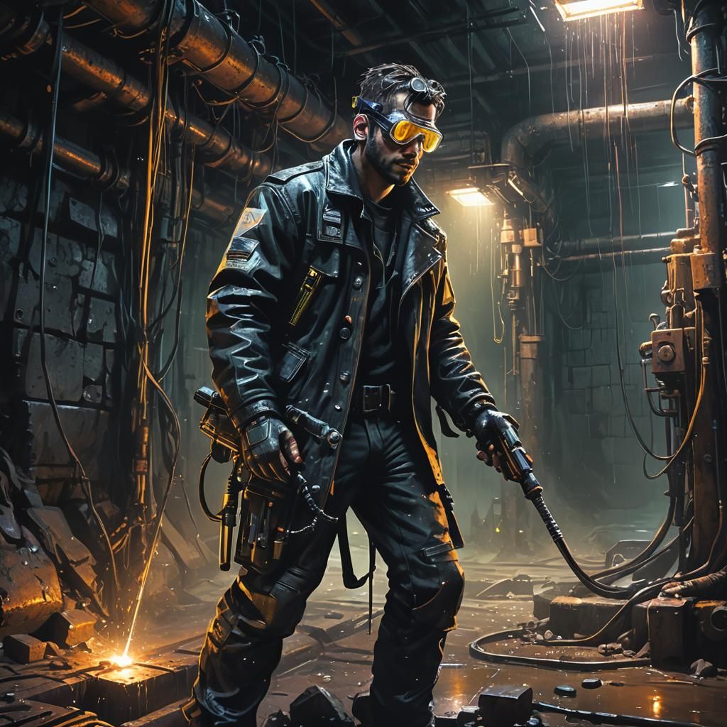 Gritty Cyberpunk Industrial Decay