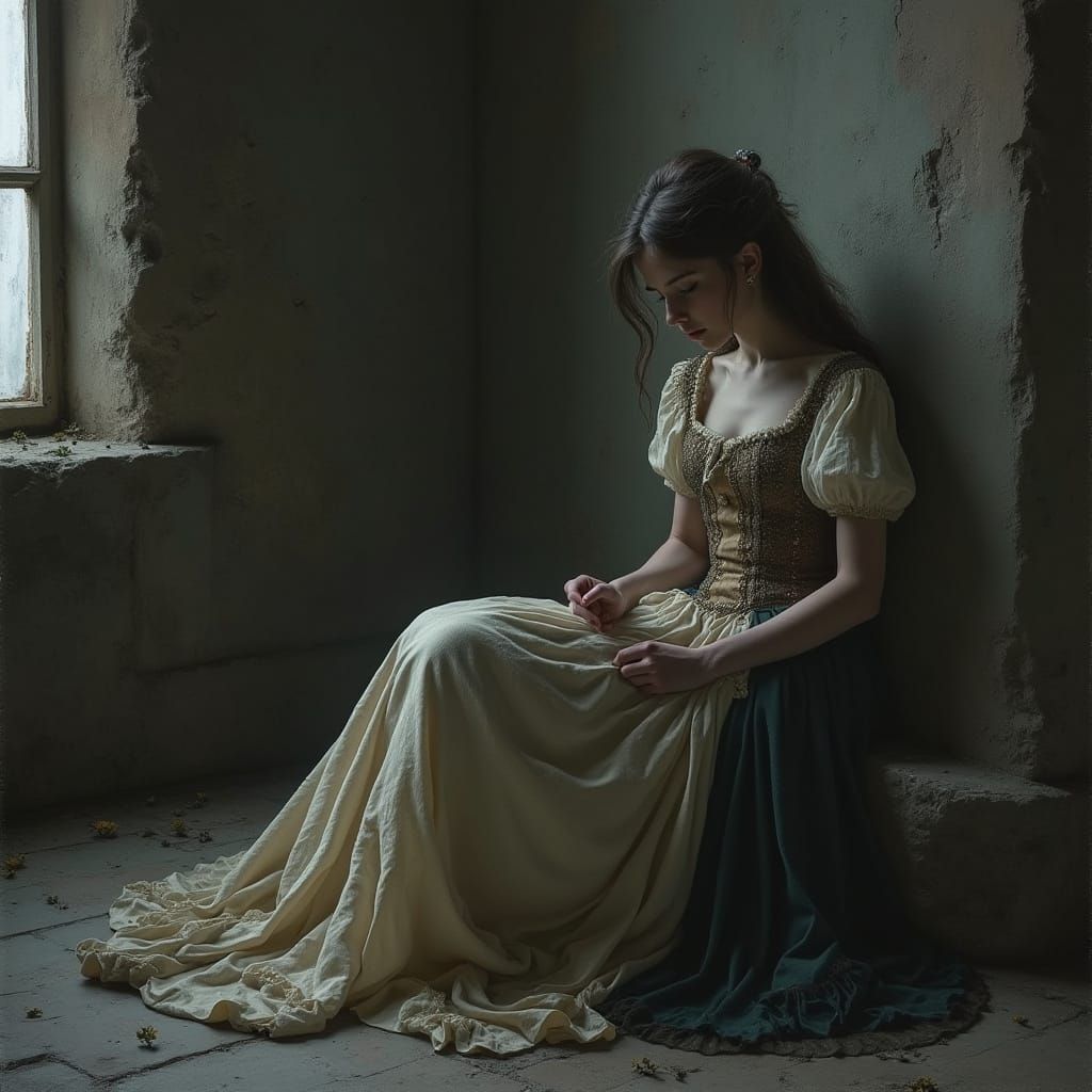 Melancholic Princess in Victorian Romantic Style