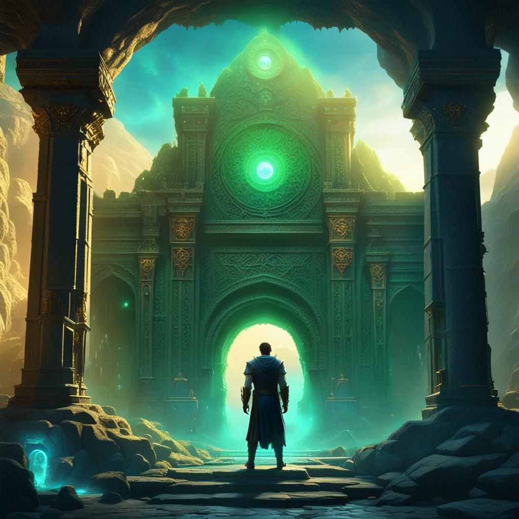 Hero at Lair Entrance: Fantasy Concept Art