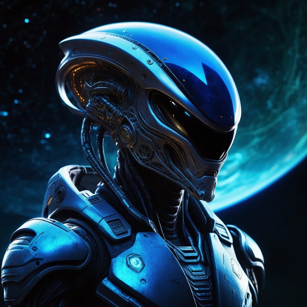 Epic Space Warrior in a Starry Galaxy