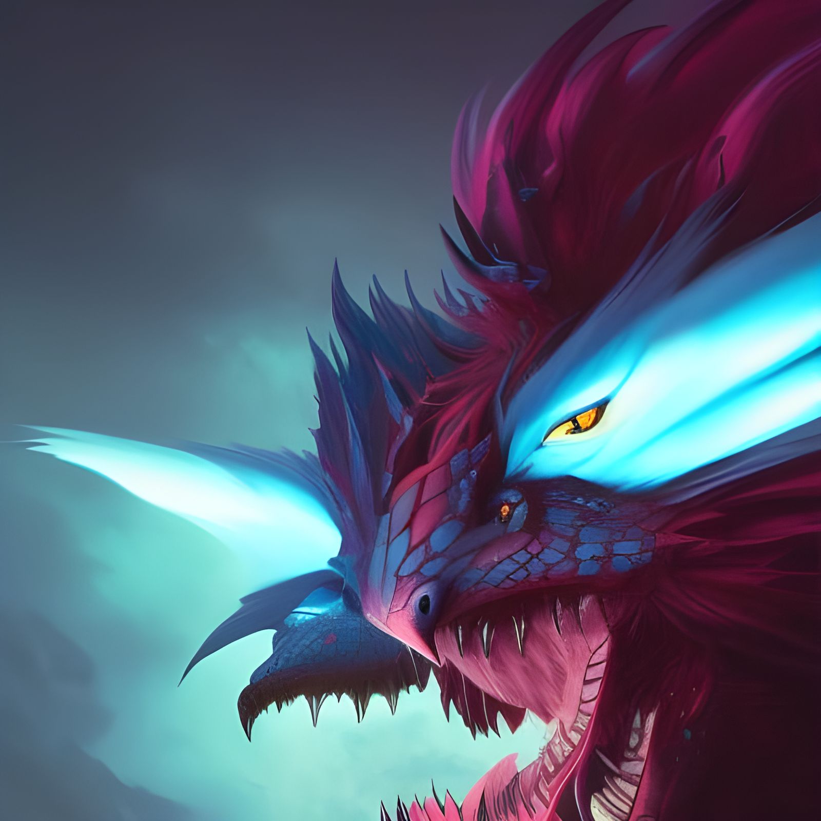 Detailed Chimera Dragon-Lion in Dark Fantasy Style