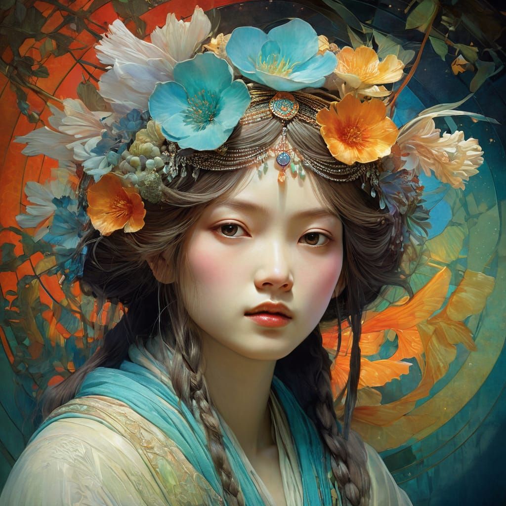Enchanting Portrait of Beauty in Ethereal Fantasy Art Style