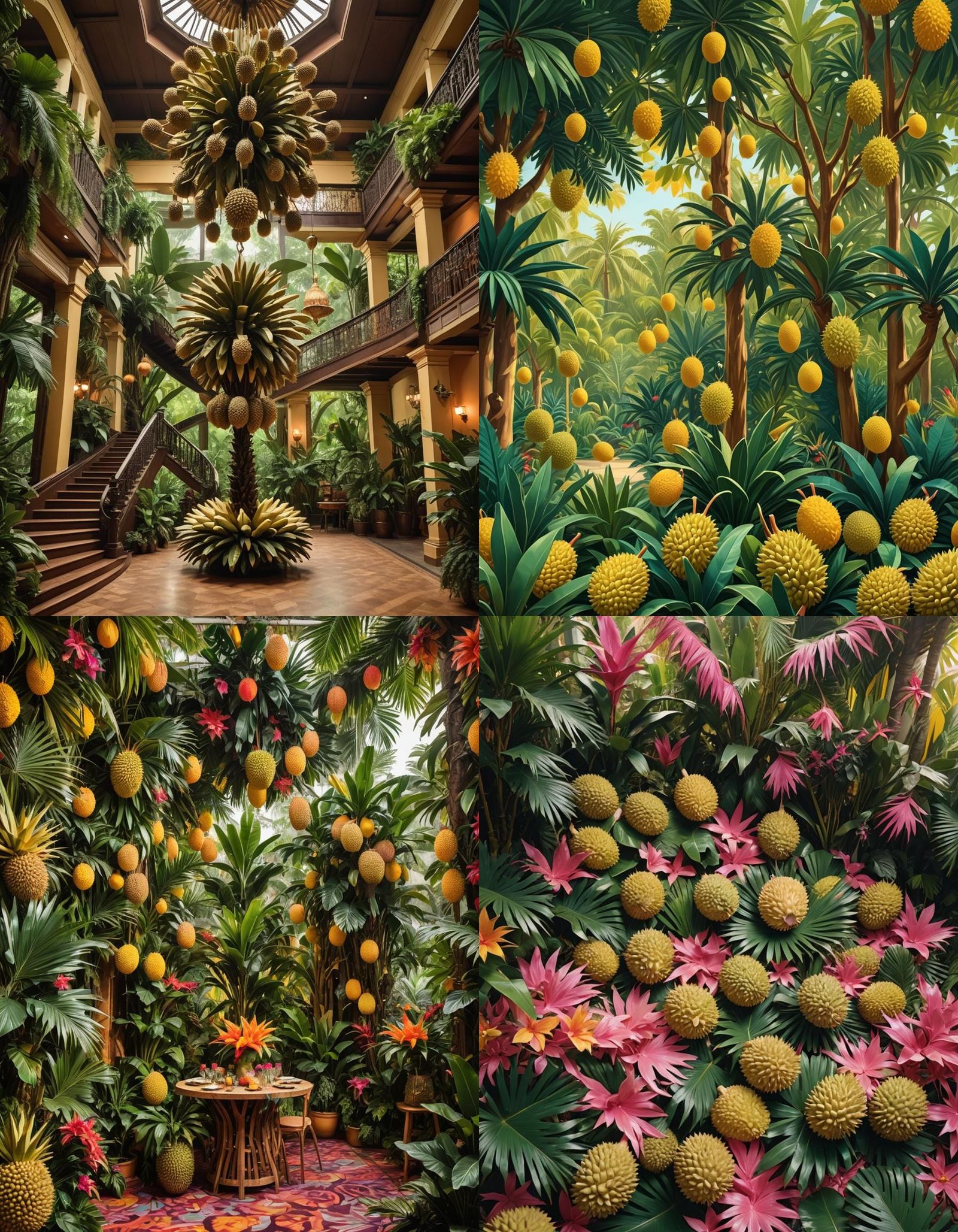 Durian-Themed Venue with Tropical Foliage Decor