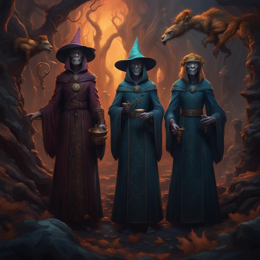 Witches with Monkeys: Detailed Matte Painting