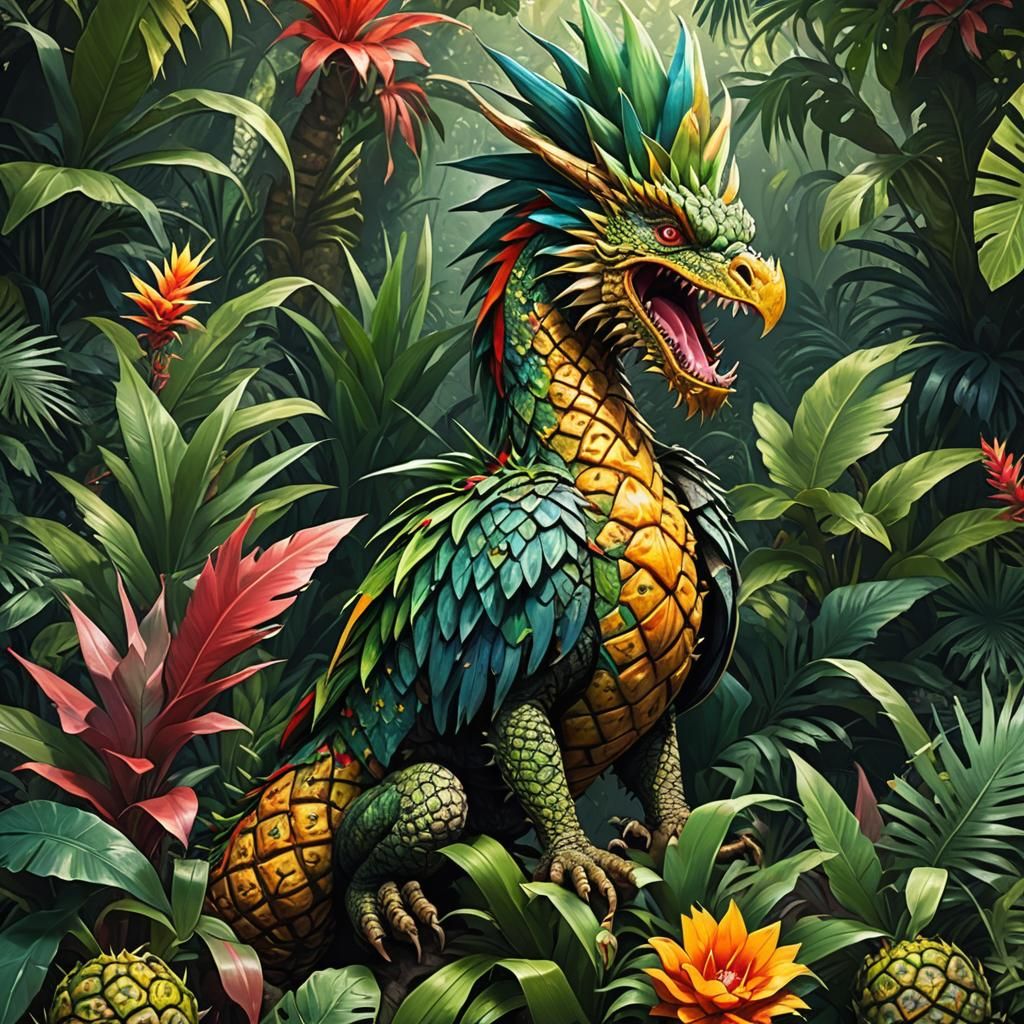 Pineapple Dragon in Jungle, Splash Art Style