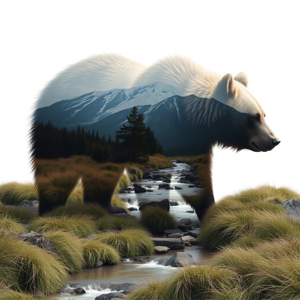 Bear Amidst Serene Mountain Stream