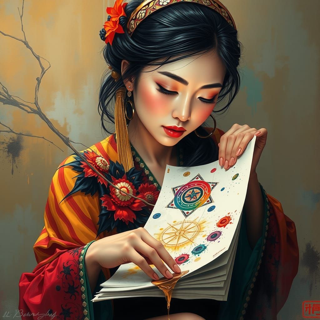 Expressive Asian Woman's Surreal Soul Portrait