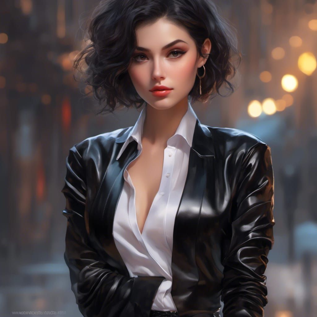 Hyperreal Female Lawyer in Latex Skirt