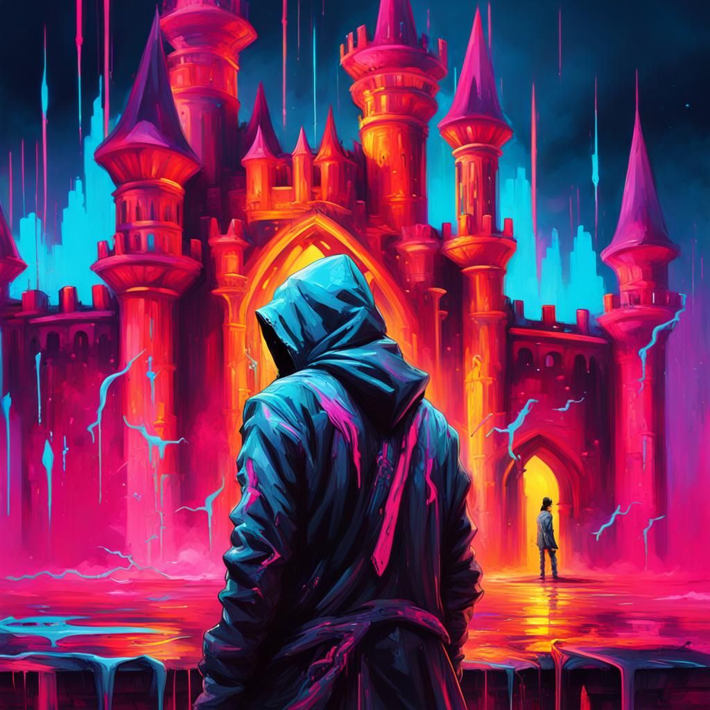 Neon Assassin in Futuristic Graffiti Art