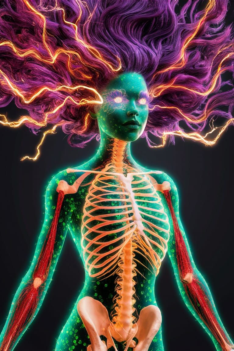 Quantum Coherence Female Figure in 3D Render