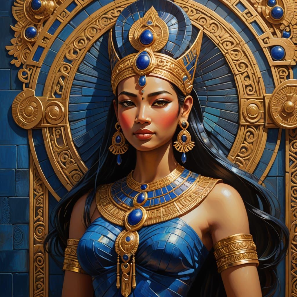 Majestic Cambodian Goddess Meets Egyptian God in Vibrant Oil...