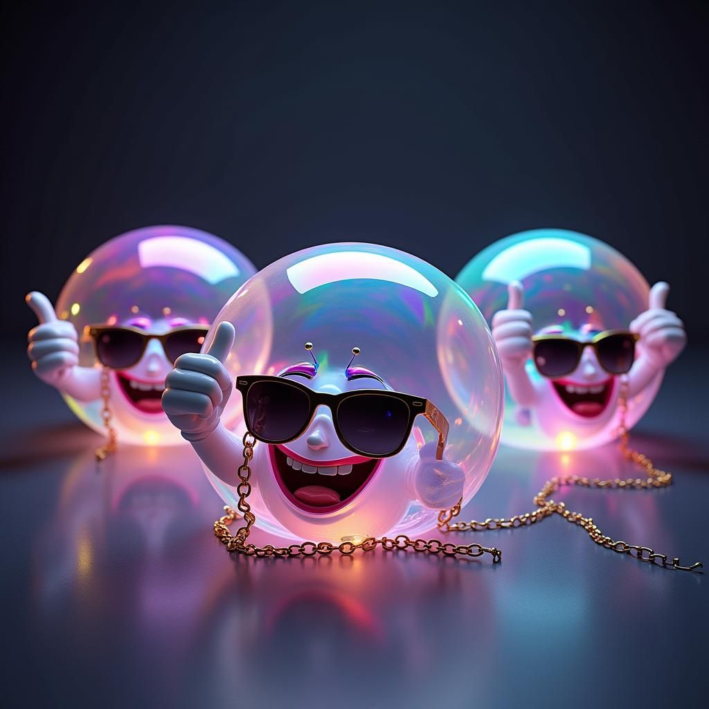 Playful Luminous Soap Bubbles Celebrate in Photorealistic St...