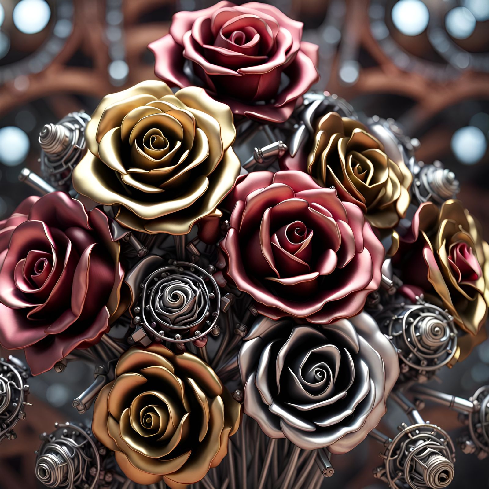 Metal rose bouquet 💐