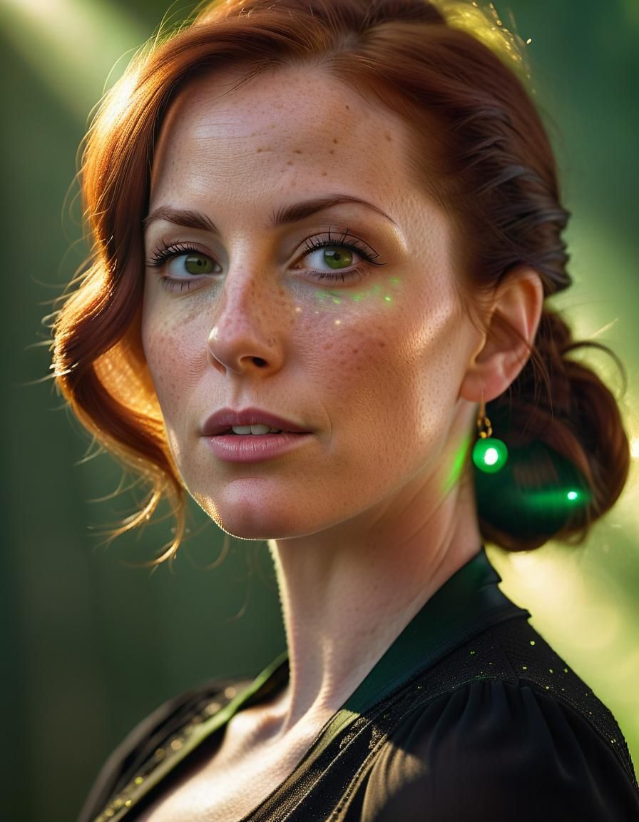 Hyperrealistic Portrait of Woman with Auburn Hair