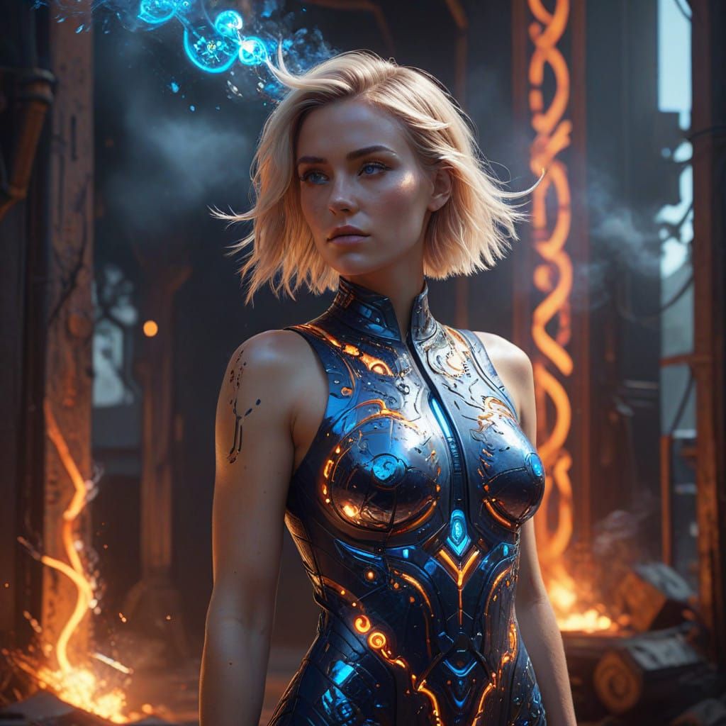 Electric Goddess in Dreamlike Realism