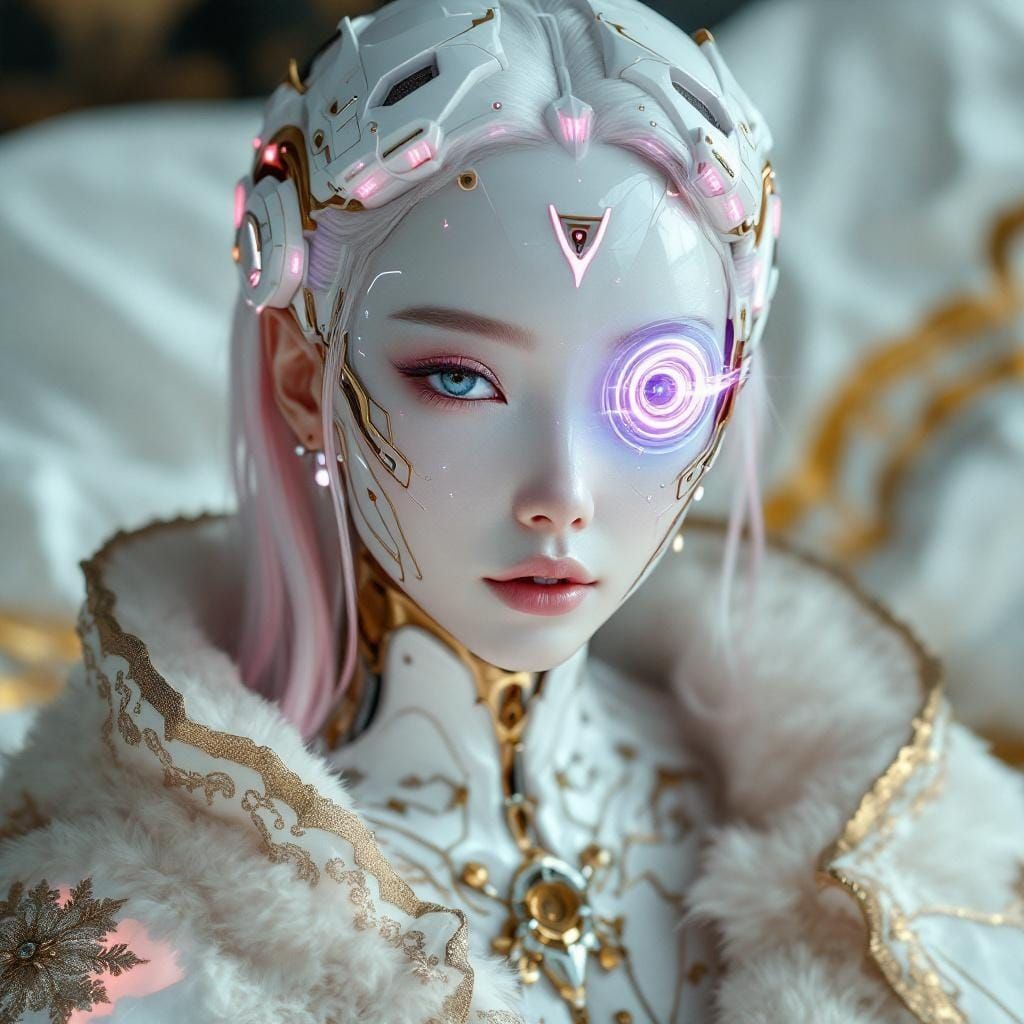 Futuristic Android Princess Portrait in Cinematic Style