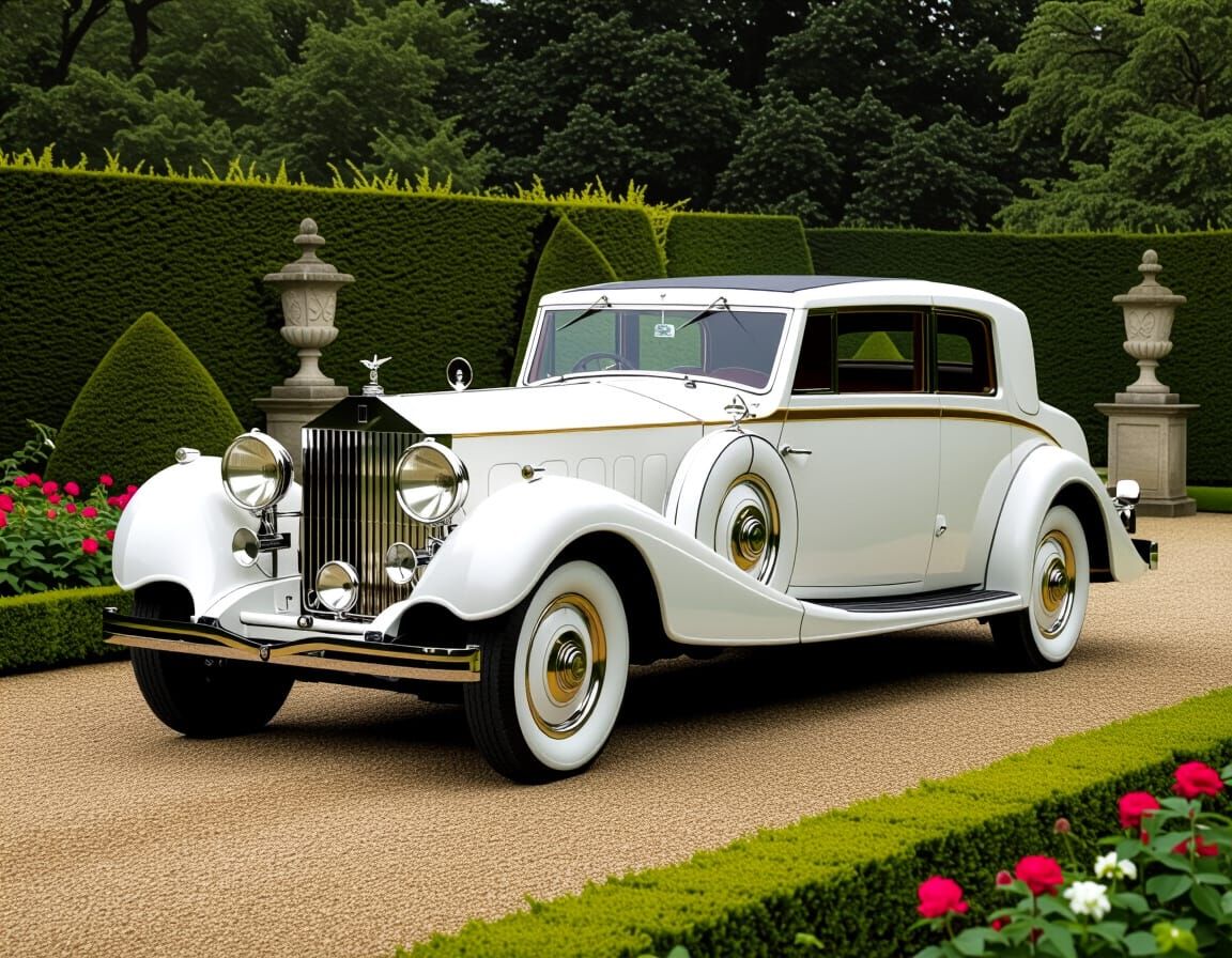 1930s Rolls Royce in English Garden