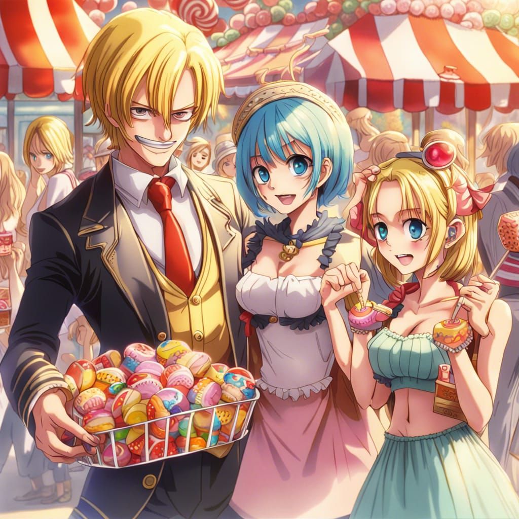 Sanji at Carnival: Anime-Inspired Candy Sales