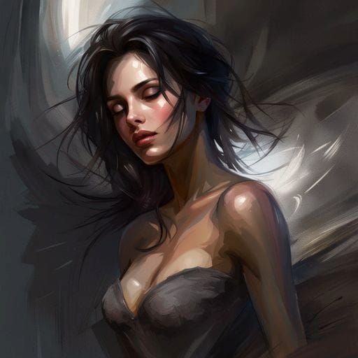 Attractive Dark-Haired Girl in Royo Style