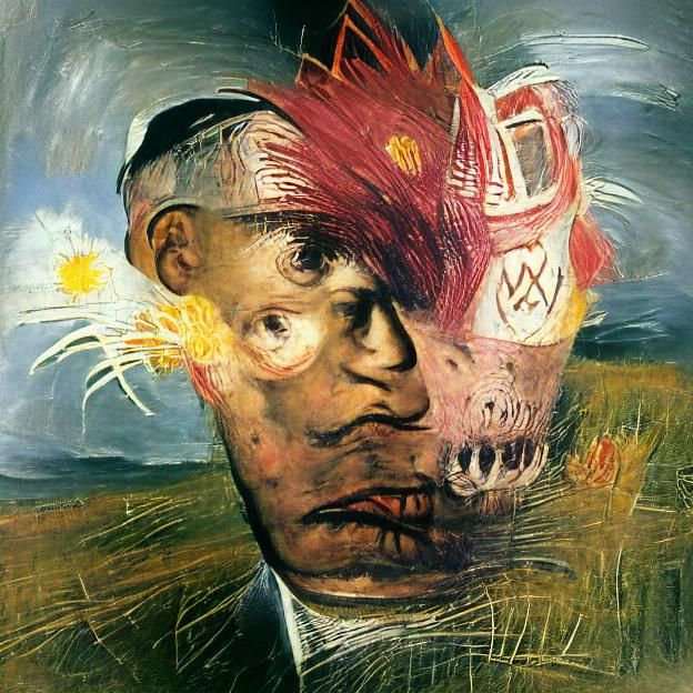 Distorted Portrait in Expressionist Style