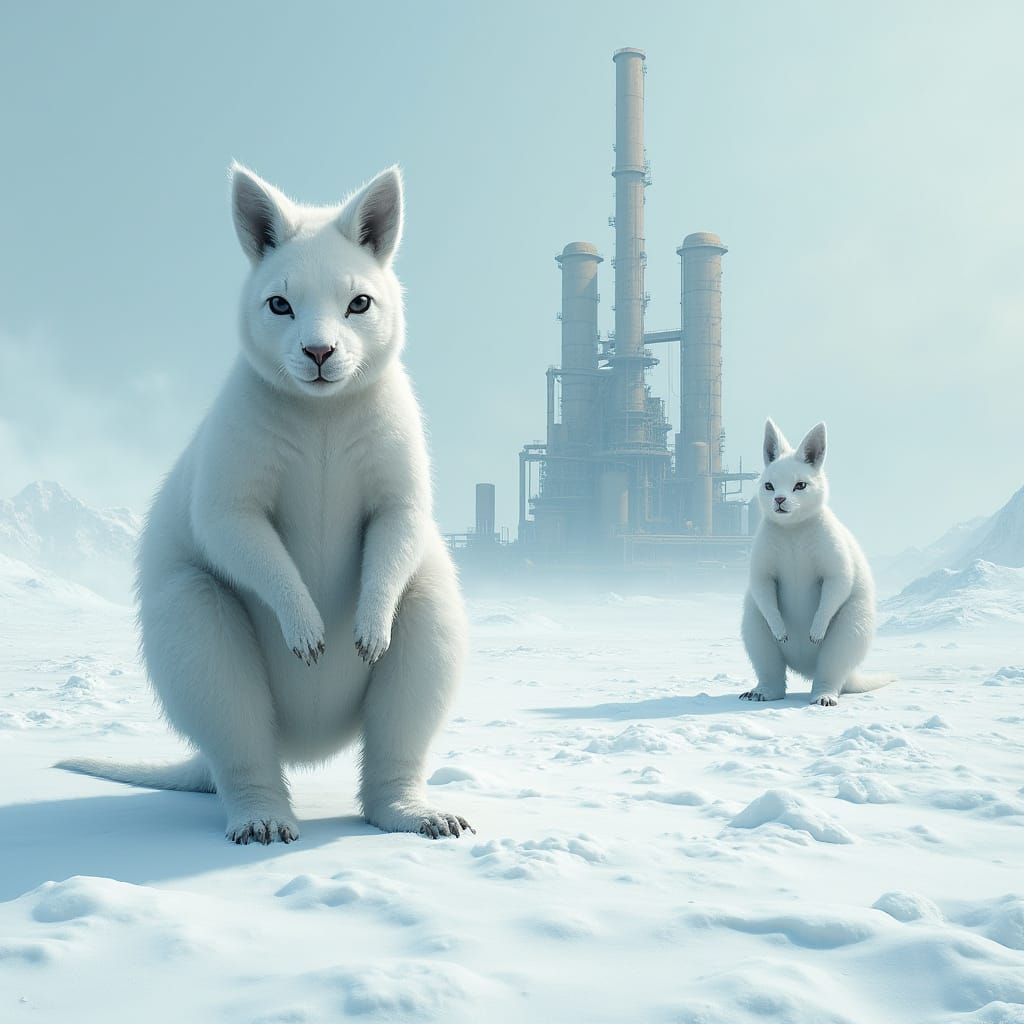 Industrial Fantasy Creatures Roam a Frozen Wasteland