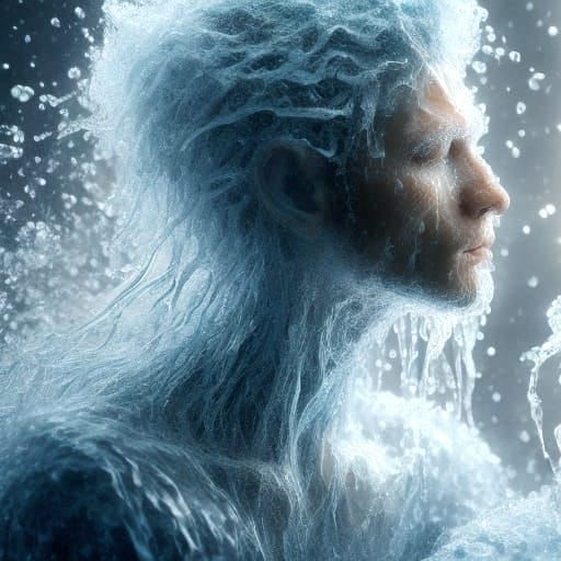Water Figure Melting in the Snowscape